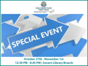 Flyer for Haunted Library Course at AACPL-Severn Library Branch with event details