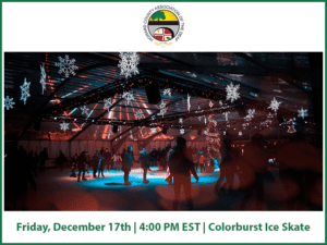 Flyer for an event, "Ice Skating at Colorburst Ice Skate Rink" by HCAD
