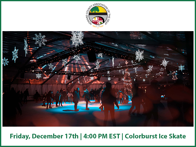 Flyer for an event, "Ice Skating at Colorburst Ice Skate Rink" by HCAD