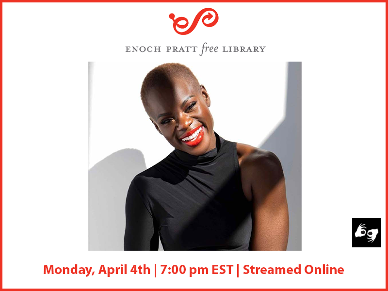 Flyer for an Enoch Pratt Free Library sponsored event.