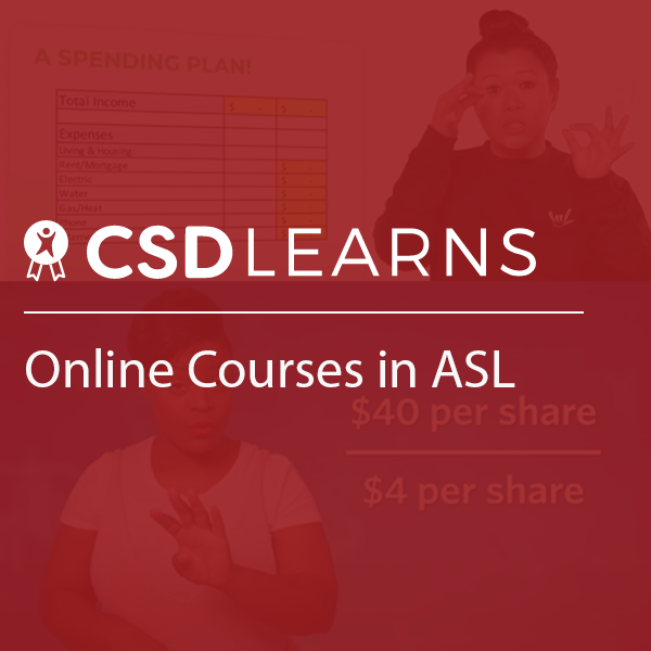 Cover thumbnail "CSD Learns, Online Courses in ASL."