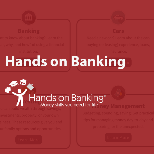 Cover thumbnail, "Hands on Banking" with Hands on Banking logo at bottom.