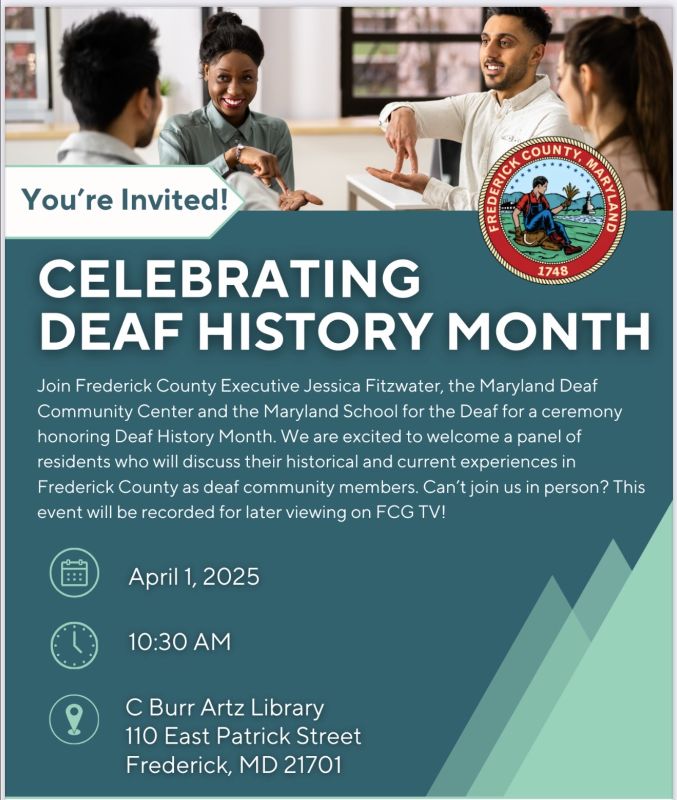 Flyer for the "Celebrating Deaf History Month" event.