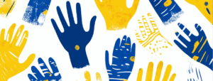 Graphic of multiple hands in various art styles