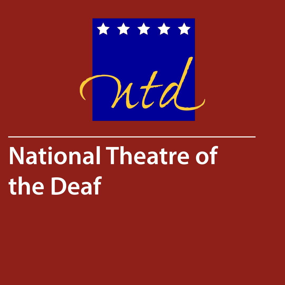 Cover of a resource thumbnail with NTD logo with five stars above “ntd” in script and text “National Theatre of the Deaf” on red background