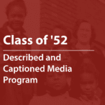 Cover of a resource thumbnail with text “Class of '52, Described and Captioned Media Program" on a red background.