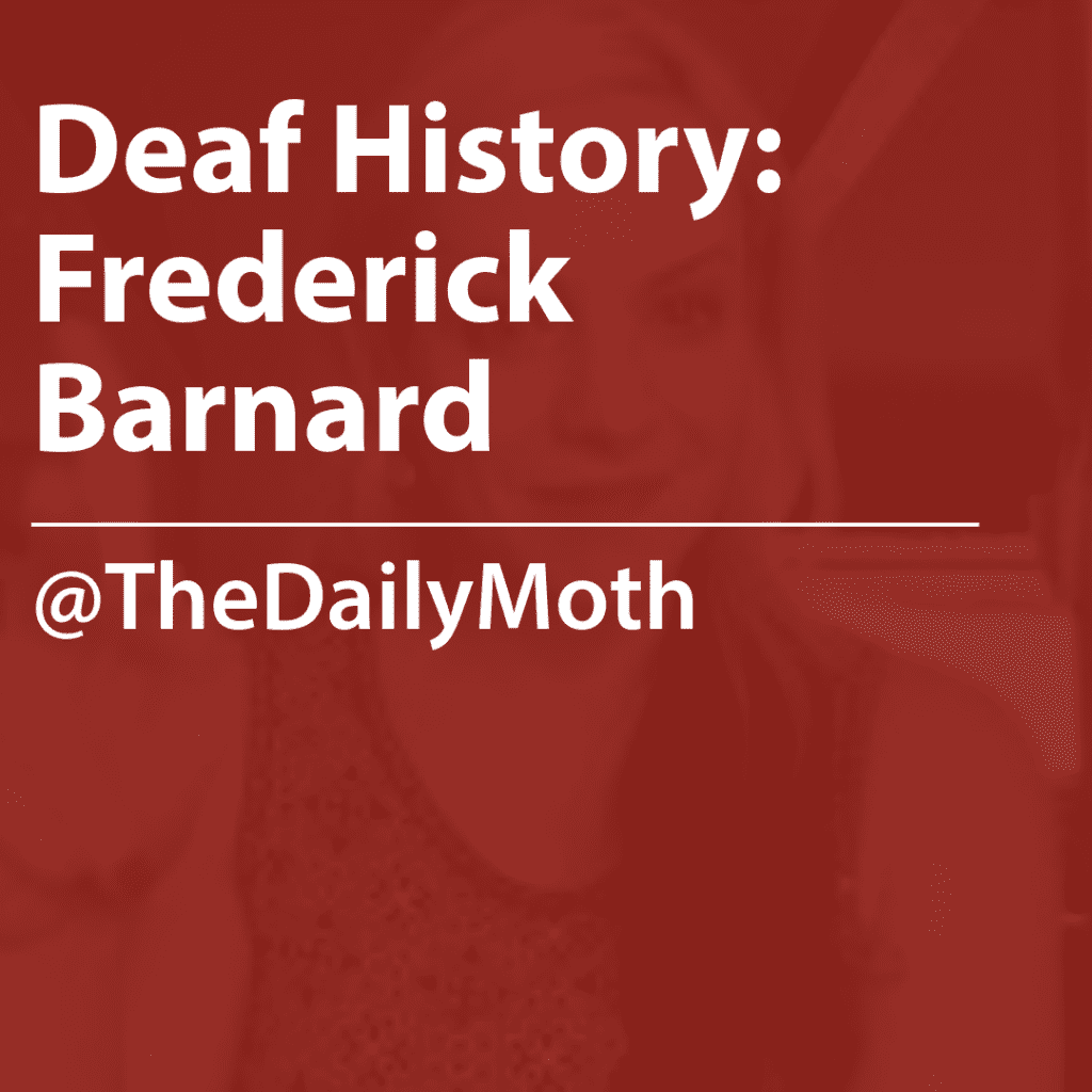 Cover of a resource thumbnail with text “Deaf History: Frederick Barnard, @TheDailyMoth" on a red background.