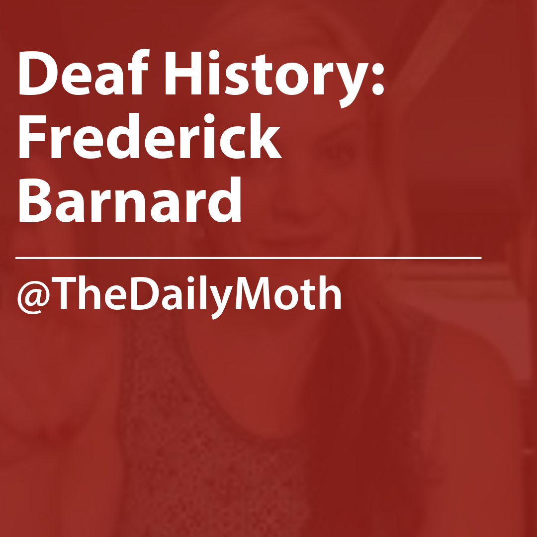 Cover of a resource thumbnail with text “Deaf History: Frederick Barnard, @TheDailyMoth" on a red background.