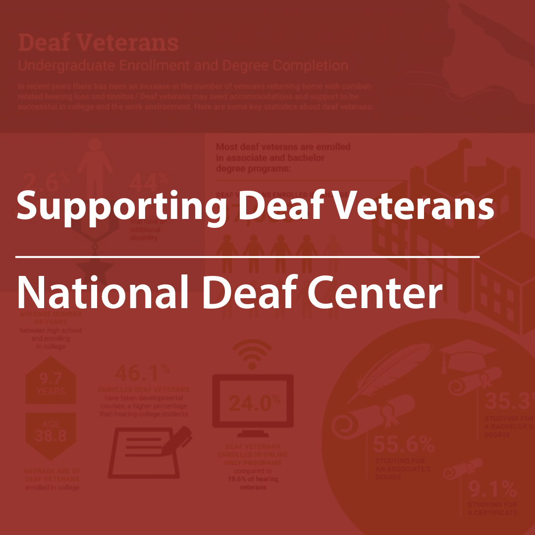 Cover of a resource thumbnail with text “Supporting Deaf Veterans" on a red background.